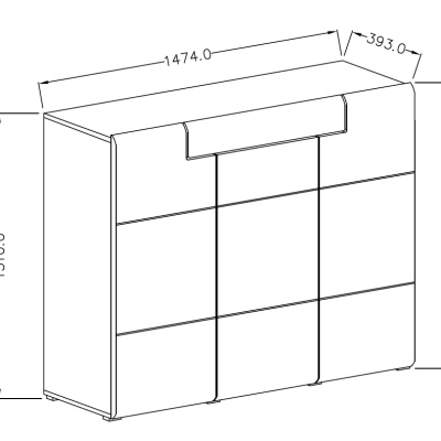 Vysoká komoda se šuplíkem COLORADO, bílá