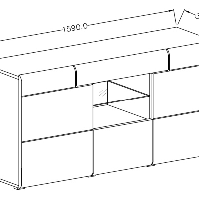 Moderní komoda s prakticky řešeným vnitřním uspořádáním COLORADO, bílá