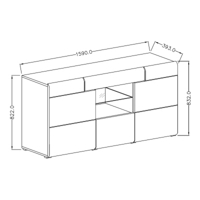Moderní komoda s prakticky řešeným vnitřním uspořádáním COLORADO, bílá