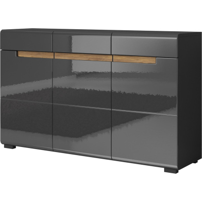 Třídveřová prostorná komoda HACHI, antracit