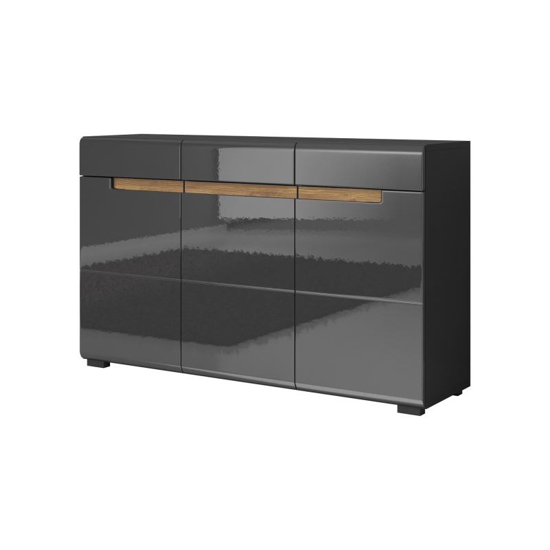 Třídveřová prostorná komoda HACHI, antracit