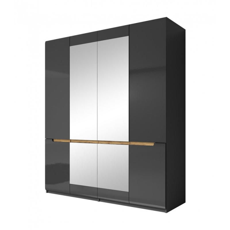Čtyřdveřová skříň HACHI se dvěma zrcadly - šířka 181 cm, antracit