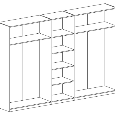Pětidveřová skříň HACHI se třemi zrcadly - šířka 225 cm, antracit