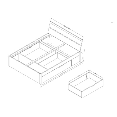 Prostorná postel MARCELA 180x200, dub San Remo