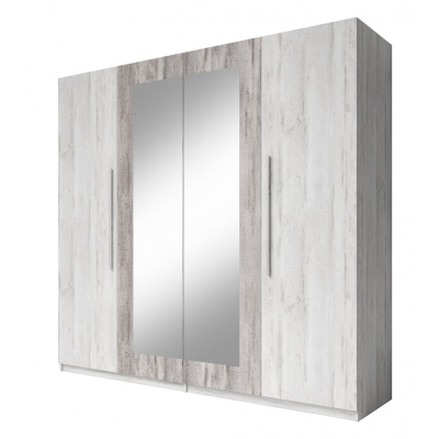 Prostorná skříň BEATA se dvěma zrcadly - šířka 228 cm, severská borovice