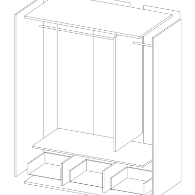 Elegantní třídvěřová skříň APRICA - šířka 129 cm, bílá