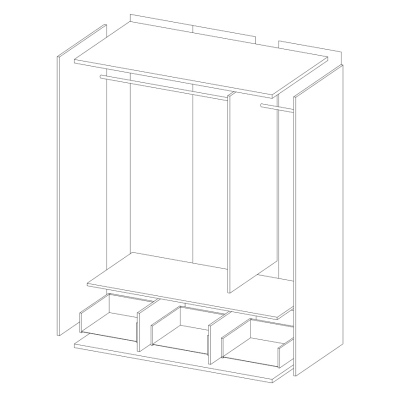 Elegantní třídvěřová skříň APRICA - šířka 129 cm, bílá