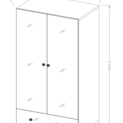 Dvoudveřová šatní skříň APRICA - šířka 86 cm, šedá