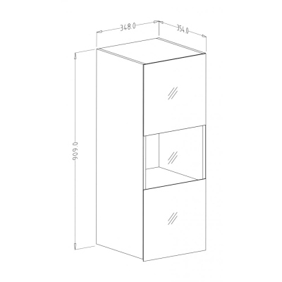 Závěsná skříňka HEIKO s prosklenou částí, černá