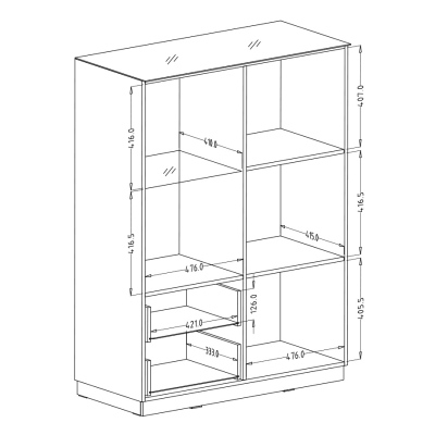 Prosklená komoda HEIKO, černá