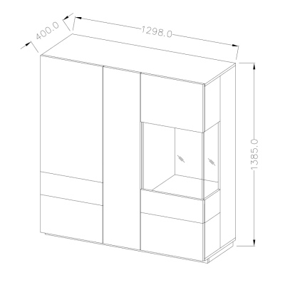Vysoká třídveřová komoda SHADI, bílá + dub wotan