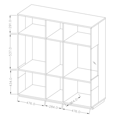Vysoká třídveřová komoda SHADI, bílá + dub wotan