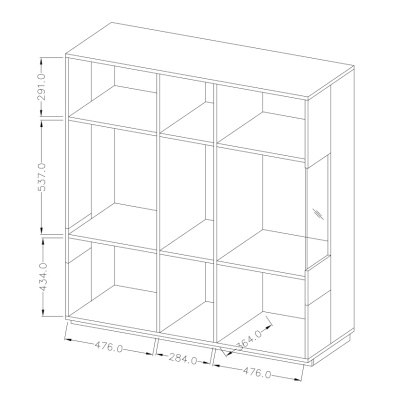 Vysoká třídveřová komoda SHADI, bílá + dub wotan