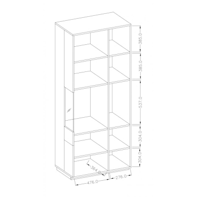 Elegantní vitrína SHADI levá, bílá / beton