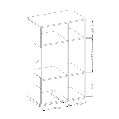 Vysoká komoda s prosklenou částí SHADI levá, bílá + beton