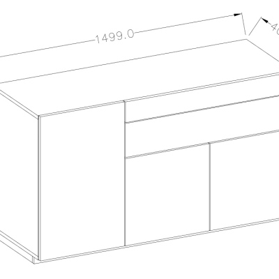 Třídveřová komoda SHADI, bílá + beton