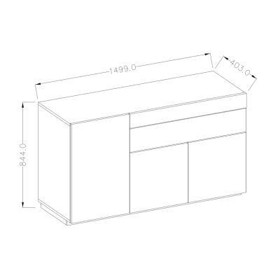 Třídveřová komoda SHADI, bílá + beton