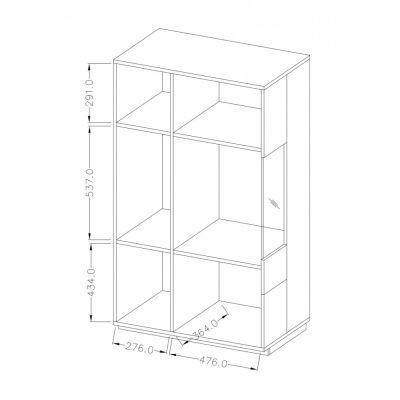 Vysoká komoda s prosklenou částí SHADI pravá, bílá + beton