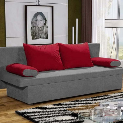 Klasická rozkládací pohovka GIACINTO, šedá + červená