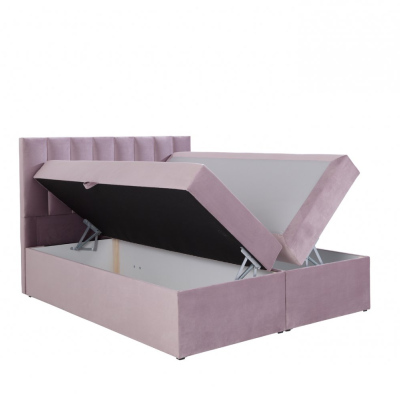 Levné Dvoulůžka s matrací a roštem: Čalouněná postel boxspring 180x200 SAMANTA - modrá 4 Levné Dvoulůžka s matrací a roštem: Čalouněná postel boxspring 180x200 SAMANTA - modrá 4