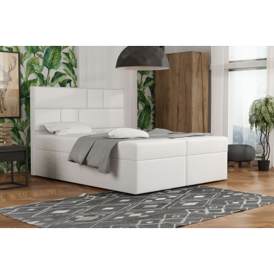 Designová postel s úložným prostorem 140x200 MELINDA - bílá