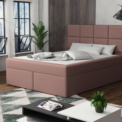 Čalouněná postel s prošíváním 140x200 BEATRIX - růžová 1