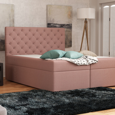 Elegantní čalouněná postel 140x200 ALLEFFRA - růžová 1