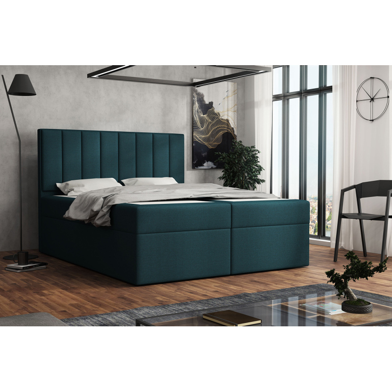 Čalouněná postel boxspring 160x200 SAMANTA - modrá 2