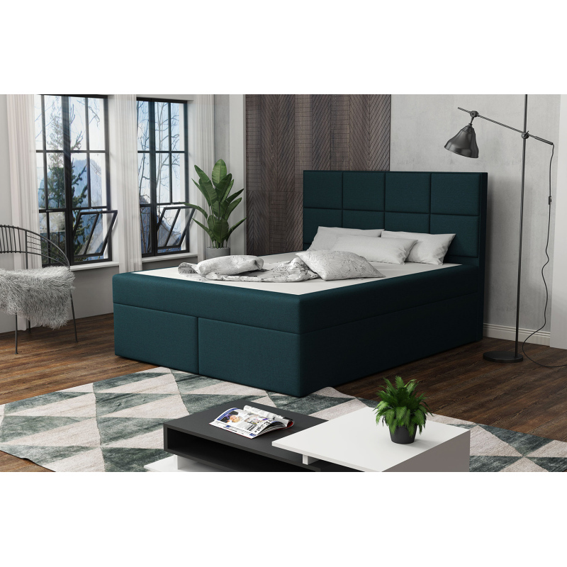 Čalouněná postel s prošíváním 140x200 BEATRIX - modrá 2