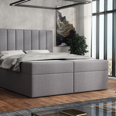 Levné Čalouněné dvojlůžka: Čalouněná postel boxspring 180x200 SAMANTA - šedá 1
