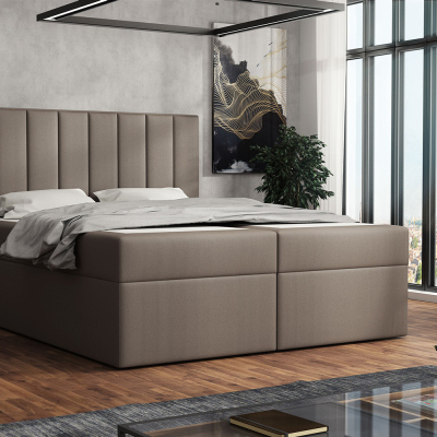 Levné Dvoulůžka s matrací a roštem: Čalouněná postel boxspring 180x200 SAMANTA - hnědá 1