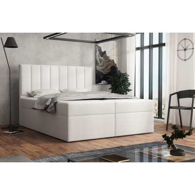 Čalouněná postel boxspring 160x200 SAMANTA - bílá
