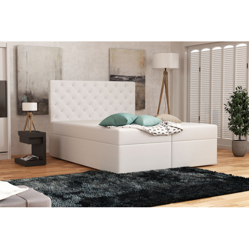 Elegantní čalouněná postel 140x200 ALLEFFRA - bílá