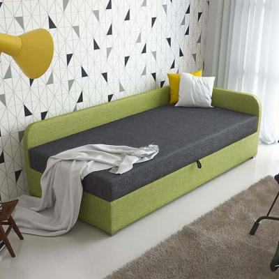 Čalouněná postel VALESKA 90x200, zelená + šedá