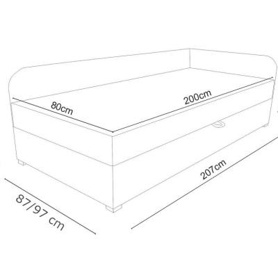 Čalouněná postel VALESKA 90x200, černá + šedá
