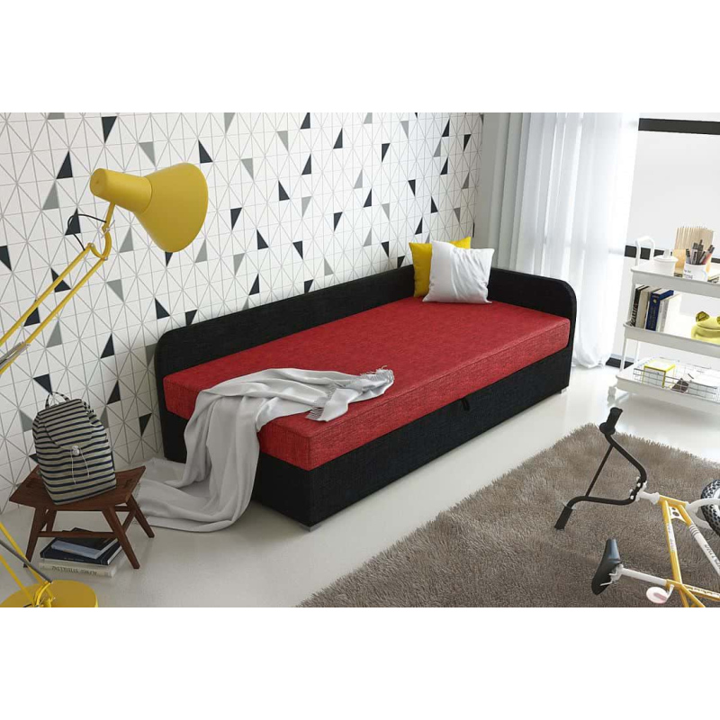Čalouněná postel VALESKA 80x200, černá + červená