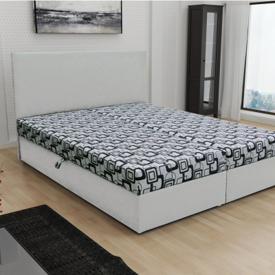 Odolná čalouněná postel s úložným prostorem DANIELA 180x200, bílá + šedá