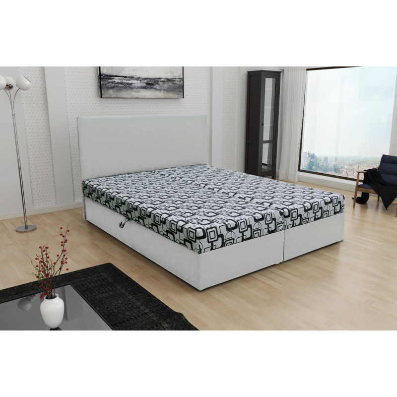 Odolná čalouněná postel s úložným prostorem DANIELA 180x200, bílá + šedá