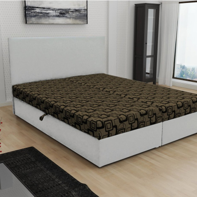 Odolná čalouněná postel s úložným prostorem DANIELA 180x200, bílá + hnědá