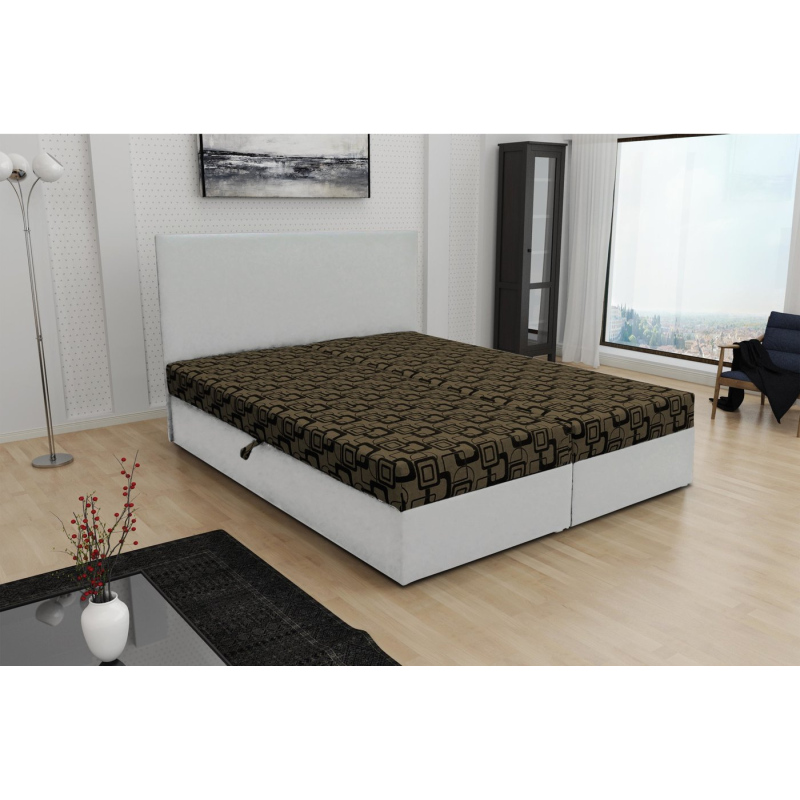 Odolná čalouněná postel s úložným prostorem DANIELA 180x200, bílá + hnědá