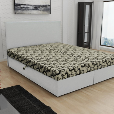 Odolná čalouněná postel s úložným prostorem DANIELA 160x200, bílá + béžová