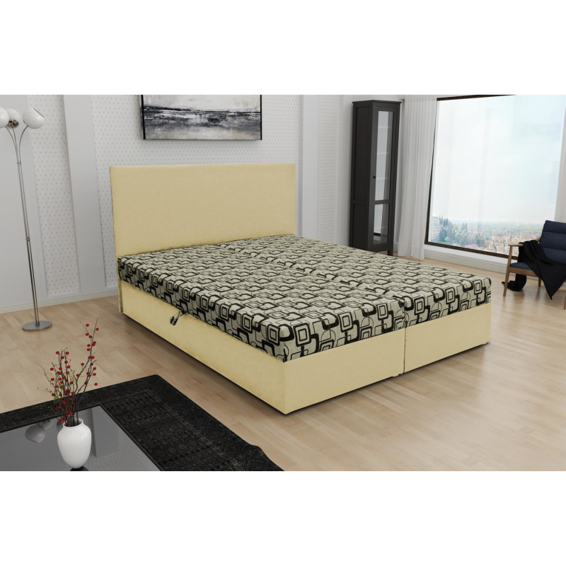 Odolná čalouněná postel s úložným prostorem DANIELA 160x200, béžová