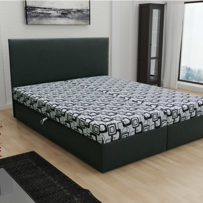 Odolná čalouněná postel s úložným prostorem DANIELA 160x200, černá