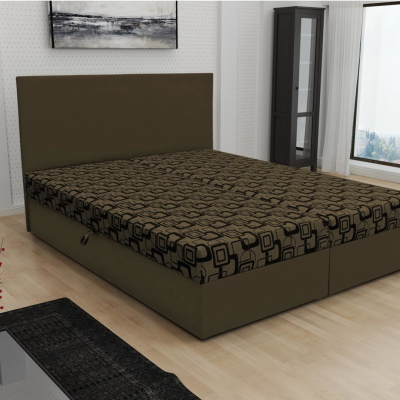 Odolná čalouněná postel s úložným prostorem DANIELA 140x200, hnědá
