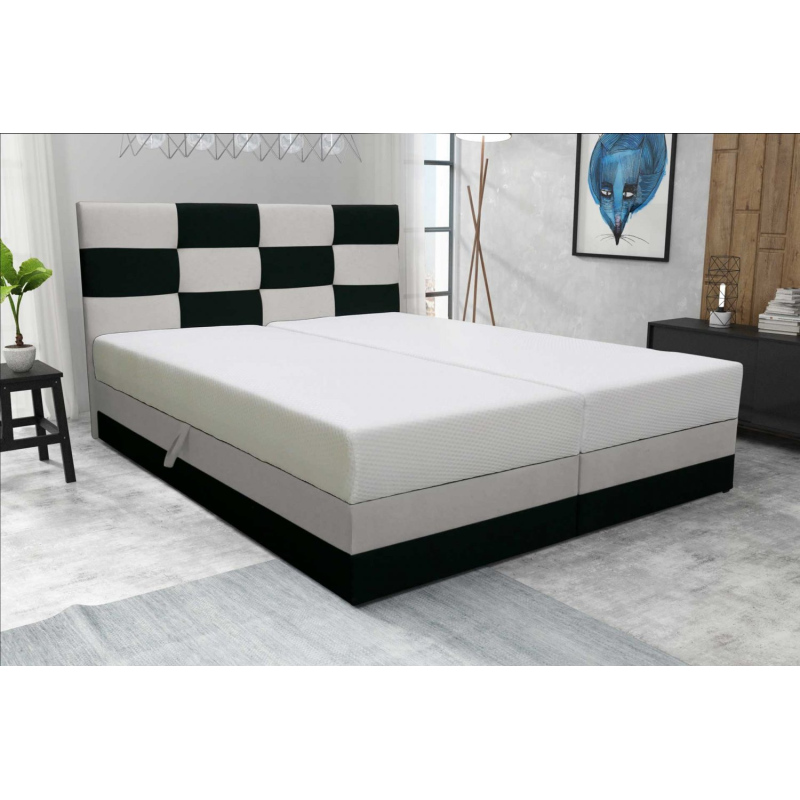 Designová postel MARLEN 140x200, černá + béžová