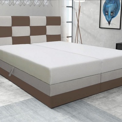 Designová postel MARLEN 140x200, hnědá + béžová