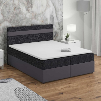 Boxspringová postel 160x200 SISI, černá + šedá eko kůže