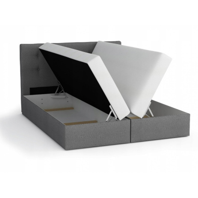 Boxspringová postel 160x200 SISI, šedá + bílá eko kůže