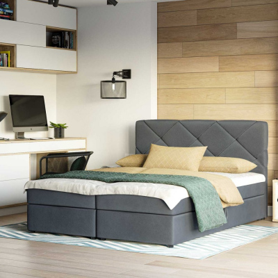 Manželská postel s prošíváním KATRIN 180x200, šedá