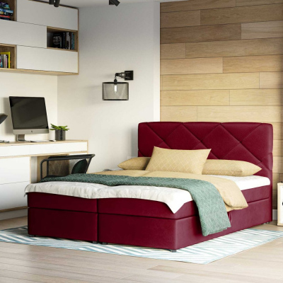 Manželská postel s prošíváním KATRIN 180x200, červená